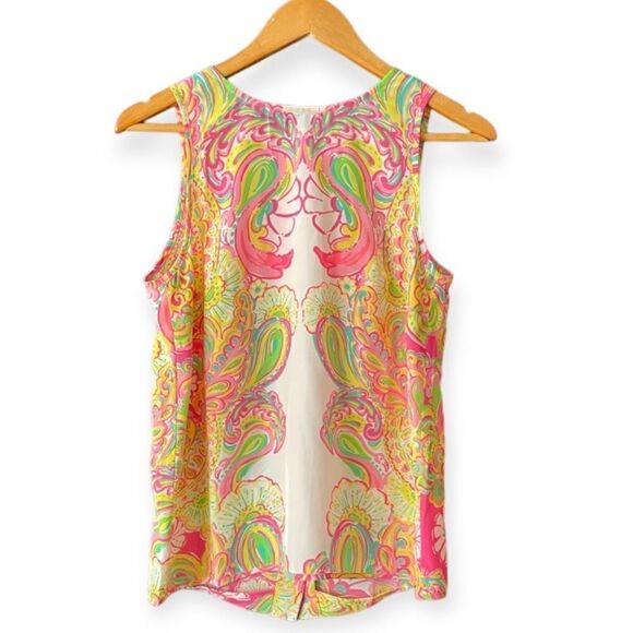 Lilly Pulitzer 100%silk pink flower blouse size S 000151 - Picture 1 of 7